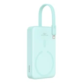 Baseus Magnetic Mini Wireless Fast Charge Power Bank iP Edition 10000mAh 20W Peppermint Blue（With Simple Series Charging Cable Type-C to Type-C (20V/3A) 30cm White) - 5
