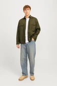 JACK JONES Erkek Yeşil Oversized Oxford Gömlek 12268952 - 2