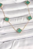Gold Renk Zincir Yeşil Yonca Model Kadın Kolye - EBJ250412W32548 thumbnail 1
