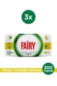 Fairy Çok Amaçlı Yüzey Temizleme Mendili 100 Yaprak 3 Adet | Limon Yağlı | Beyaz Sirke Karbonat - 1