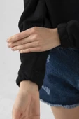 Jennie Mantra Siyah Kadın Crop Kapşonlu - 5