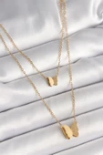 Gold Renk 2'Li Simli Kelebek Model Kadın Kolye - EBJ250412W32655 thumbnail 1