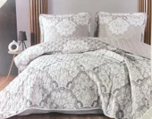 Clasy %100 Pamuk Çift Kişilik Yatak Örtüsü Seti Tabula V1 Gri - 2