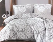 Clasy %100 Pamuk Çift Kişilik Yatak Örtüsü Seti Tabula V1 Gri - 1