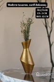 Dekoratif Vazo El Yapımı Altın Eskitme Renk Model 2 - 2