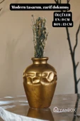 Dekoratif Vazo El Yapımı Altın Renk Model 46 thumbnail 8