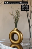 Dekoratif Vazo El Yapımı Altın Eskitme Renk Model 23 - 2