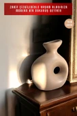 Beyaz Dekoratif Vazo Obje Ev Dekorasyon Masa Üstü Dekor Vazo Model 34 - 6