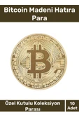 Deluxe Series Kutulu Hediyelik Kripto Hatıra Koleksiyon Bitcoin Madeni Para Altın Rengi 10 Adet - 1