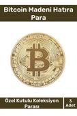 Deluxe Series Kutulu Hediyelik Kripto Hatıra Koleksiyon Bitcoin Madeni Para Altın Rengi 3 Adet - 1