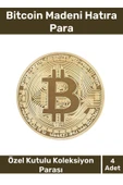 Deluxe Series Kutulu Hediyelik Kripto Hatıra Koleksiyon Bitcoin Madeni Para Altın Rengi 4 Adet - 1