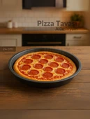 Pizza Tavası Alüminyum Pizza Tepsisi Yapışmaz Lahmacun Pide Tavası 24 Cm - 1