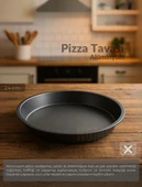 Pizza Tavası Alüminyum Pizza Tepsisi Yapışmaz Lahmacun Pide Tavası 24 Cm - 2