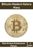 Deluxe Series Kutulu Hediyelik Kripto Hatıra Koleksiyon Bitcoin Madeni Para Altın Rengi 2 Adet - 1
