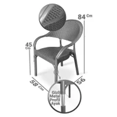Omnipazar IRK-HK735 Bambu Rattan Desenli Plastik Bahçe Sandalye Koltuk 4'lü Set - 6