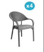 Omnipazar IRK-HK735 Bambu Rattan Desenli Plastik Bahçe Sandalye Koltuk 4'lü Set - 4