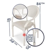 Omnipazar IRK-HK735 Bambu Rattan Desenli Plastik Bahçe Sandalye Koltuk 4'lü Set - 9