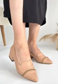 Pabucmarketi Nude Suni Deri Kadın Topuklu Ayakkabı - 1