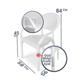 Omnipazar IRK-HK735 Bambu Rattan Desenli Plastik Bahçe Sandalye Koltuk 4'lü Set - 12