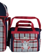 Portbebe Bebek Taşıma ve Bebek Bakım Çantası Ekose Model İkili Set Pratik Günlük Kullanım - 9