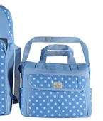Portbebe Bebek Taşıma ve Bebek Bakım Çantası Puantiye Model İkili Set Pratik Günlük Kullanım - 9