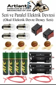 Seri ve Paralel Basit Elektrik Devresi 1 Paket Deney Seti Sarı Mini Duy 4 Adet Mini Ampul 4 Adet Anahtar İş Eğitimi Seti - 1