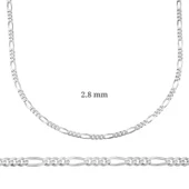Özel Kutu ve Gümüş Bezi İle 2.8 mm Gümüş Figaro Zincir - 0.80 mikron - 1