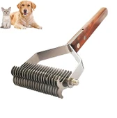 TechTic Evcil Hayvan Tarağı Çift Taraflı Kedi Köpek Kıtık Tüy Topak Açıcı Metal Dişli Ahşap Saplı - 1