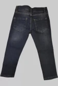 Erkek Çocuk Denim Çizgili Füme Tırktılı Ligralı Kot Pantolon - 2