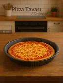 2'li Pizza Tavası Seti Alüminyum Pizza Tepsisi Yapışmaz Lahmacun Pide Tavası 31 Cm - 2