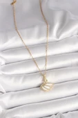 316L Çelik Gold Renk Zincir Zirkon Taşlı Kuğu Model Kadın Kolye - TJ-BKO9996 thumbnail 2