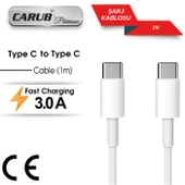 CARUB Şarj Kablosu TYPE C to TYPE C 1mt 3.0 AMP - 1