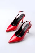 ST-1153 Kırmızı Rugan Günlük Arkası Açık 9 cm Topuklu Kadın Ayakkabı thumbnail 2