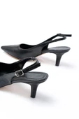 ST-1152 Siyah Günlük 7 cm Topuklu Kadın Ayakkabı - 5