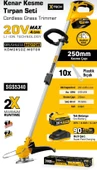 SGS PROFESYONEL AKÜLÜ ÇİM KENAR KESME 20V 1X4.0 Ah (KÖMÜRSÜZ MOTOR) - 2