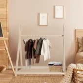 Montessori Ahşap Açık Giysi Dolabı Çocuk Elbise Askılığı - 1