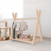 Montessori Ahşap Açık Giysi Dolabı Çocuk Elbise Askılığı - 2