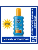 Nivea Sun SPF50 Güneş Koruyucu & Bronzluk Güneş Kremi 200 ml Sprey,Çok Yüksek Güneş Koruması - 1