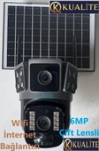Çif Kameralı Solar Wifi 6MP Güvenlik Kamerası Güneş Enerjili O-kam Pro Uygulama Dahili Pil Kamera - 1