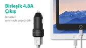 RavPower RP-VC006 Ultra İnce/Ufak 24W 4.8A Çift Çıkış iSmart Araç Şarjı Siyah - 5
