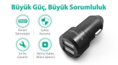 RavPower RP-VC006 Ultra İnce/Ufak 24W 4.8A Çift Çıkış iSmart Araç Şarjı Siyah - 6