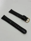 Siyah Renk Dikişli Deri Saat Kordonu Siyah 18mm - 3