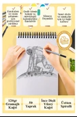 Telli Eskiz Defteri A3 Spiralli 50 Yaprak 1 Adet 120 gr 297x420 mm Karakalem Sketch Book Üstten Açılmalı Ezkiz Defteri - 2