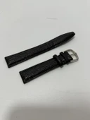 Dikişli Deri Saat Kordonu Siyah 18mm - 2