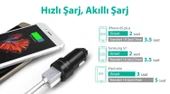 RavPower RP-VC006 Ultra İnce/Ufak 24W 4.8A Çift Çıkış iSmart Araç Şarjı Siyah - 4