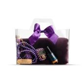 Tesbih + Eşarp + Zikirmatik + Esans Hediye Seti (Çantalı Asetat Kutu, Mor) - 1