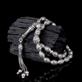 925 Ayar Gümüş Arpa Kesim Fizyon Tesbih Model 10 thumbnail 2