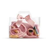 Tesbih + Eşarp + Zikirmatik + Esans Hediye Seti (Çantalı Asetat Kutu, Pembe) - 1