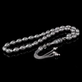 925 Ayar Gümüş Arpa Kesim Fizyon Tesbih Model 10 thumbnail 1