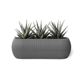 Omnipazar Mercan Dekoratif Sukulent Kaktüs Plastik Saksı Takımı 6'lı Set Antrasit thumbnail 2